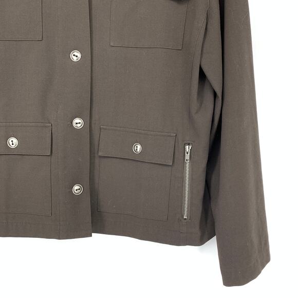 Chicos Shirt Jacket Womens Size 1 US M Brown Long Sleeve Pockets - Picture 4 of 5
